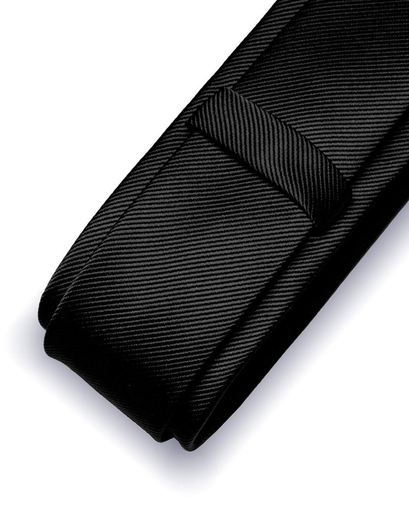 RBOCOTT 2.4" Black Skinny Tie for Men Silk Wedding Business Slim Necktie(9) - Image 4